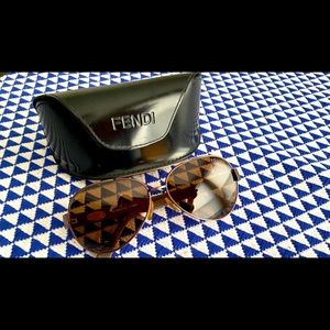 FENDI *Vintage* Unisex Leather-trimmed Sunglasses